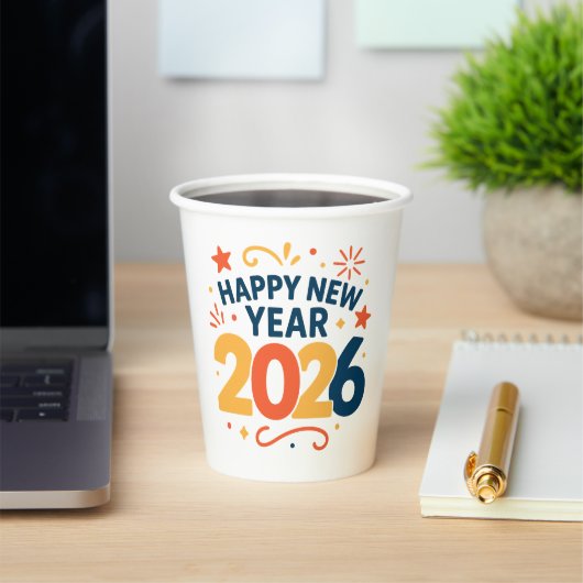 Happy New Year 2026 Festive Paper Party Cups 紙コップ (インサイチュ)