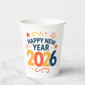 Happy New Year 2026 Festive Paper Party Cups 紙コップ (正面)