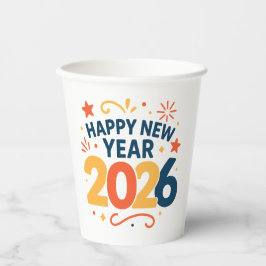 Happy New Year 2026 Festive Paper Party Cups 紙コップ