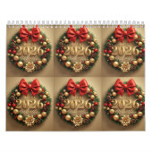 happy new year 2026 festive wreath カレンダー (カバー)