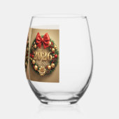 happy new year 2026 festive wreath ステムなしワイングラス (左)