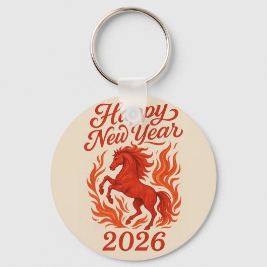 Happy New Year 2026 Fiery Horse キーホルダー (正面)
