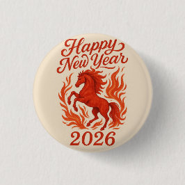 Happy New Year 2026 Fiery Horse 缶バッジ