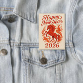 Happy New Year 2026 Fiery Horse 缶バッジ (インサイチュ)