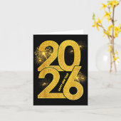 Happy New Year 2026 Firework Family Matching Men W カード (黄色い花)