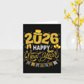 Happy New Year 2026 Fireworks Countdown New Years  カード (黄色い花)