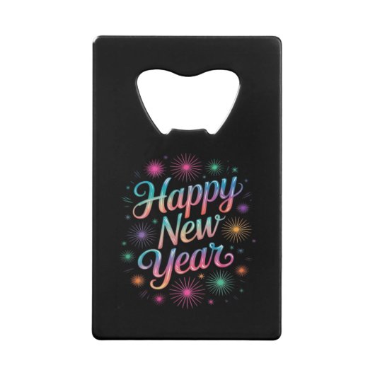 Happy New Year 2026 Fireworks Essential クレジットカード栓抜き (正面)