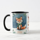 happy new year 2026  fox & reindeer coffee mug マグカップ (左)