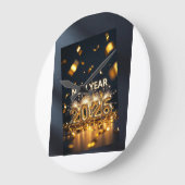 Happy New Year 2026 – Fresh Start, New Hopes Greet ラージ壁時計 (傾斜)