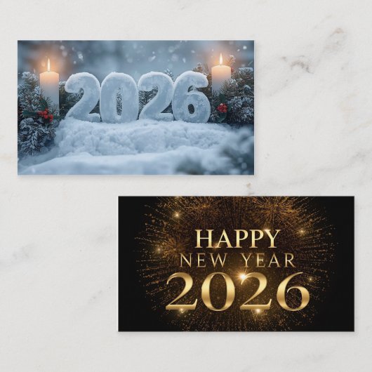 happy new year 2026 frosty elegant business card 名刺 (正面/裏面)