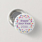 Happy New Year 2026 Fun Colorful Confetti Button 缶バッジ (正面&裏面)