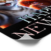 Happy New Year 2026 Funny Cat Bigfoot Party Art  ポスター (角)