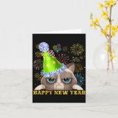Happy New Year 2026 Funny Cat New Year's Eve Hat G カード (黄色い花)