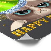 Happy New Year 2026 Funny Cat New Year's Eve Hat G ポスター (角)