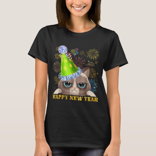 Happy New Year 2026 Funny Cat New Year's Eve Hat G Tシャツ (正面)