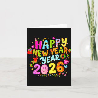 Happy New Year 2026 Funny Colorful Teacher and カード