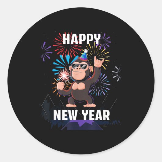 Happy New Year 2026 Funny Kids Bigfoot Lovers Part ラウンドシール (正面)