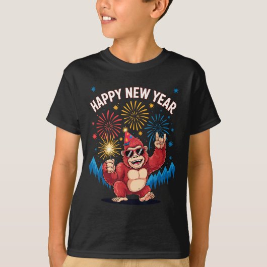 Happy New Year 2026 Funny Kids Bigfoot Lovers Part Tシャツ (正面)
