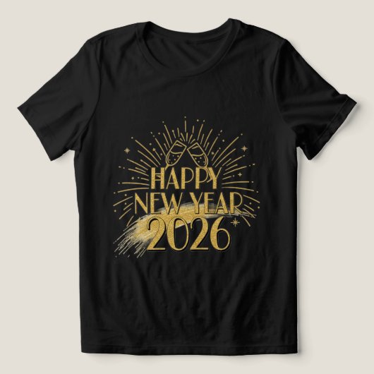 Happy New Year 2026 Glitter Tee for Women トライブレンドＴシャツ (デザイン正面)
