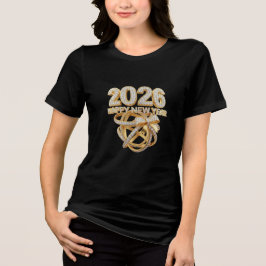 Happy New Year 2026 Glitter Tee for Women トライブレンドＴシャツ