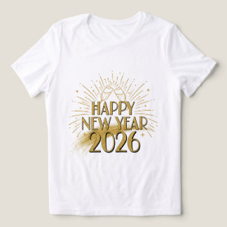 Happy New Year 2026 Glitter Tee for Women トライブレンドTシャツ