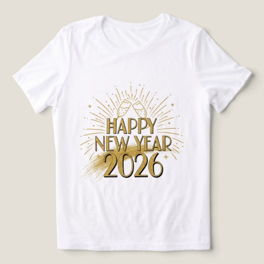 Happy New Year 2026 Glitter Tee for Women トライブレンドＴシャツ (デザイン正面)