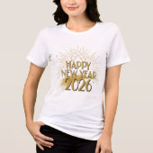 Happy New Year 2026 Glitter Tee for Women トライブレンドＴシャツ (正面)