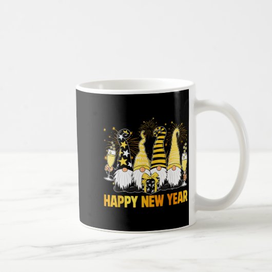 Happy New Year 2026 Gnomes Drinking Champagne New  コーヒーマグカップ (右)