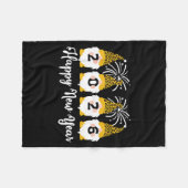 Happy New Year 2026 Gnomes Leopard Print Gnomies G フリースブランケット (正面(横))