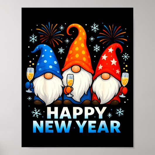 Happy New Year 2026 Gnomes Matching Family New Yea ポスター (正面)
