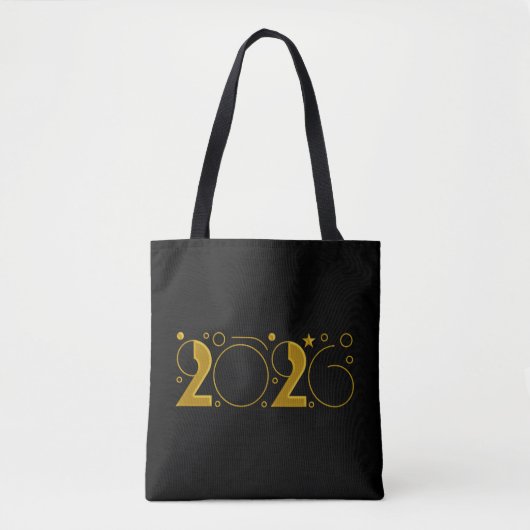 Happy New Year 2026 gold トートバッグ (正面)