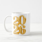 Happy New Year 2026 Gold Confetti Balloon Party Fa コーヒーマグカップ (左)