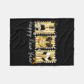 Happy New Year 2026 Gold Coquette Bow Disco Ball C フリースブランケット (正面(横))