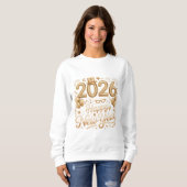 Happy New Year 2026 Gold Lettering T‑Shirt with Ba スウェットシャツ (正面フル)