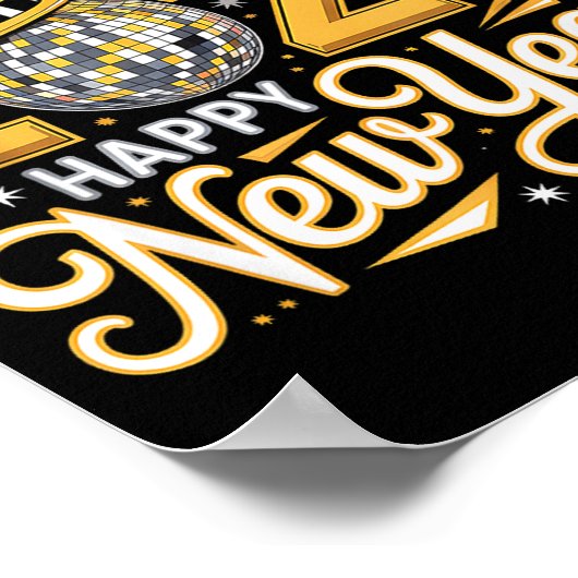 Happy New Year 2026 Gold Party Celebration Gift  ポスター (角)