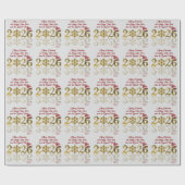Happy New Year 2026 Gold | Snowflake and Santa Hat ラッピングペーパー (フラット)