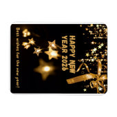 Happy New Year 2026 Gold Star Greeting Card マグネット (横)