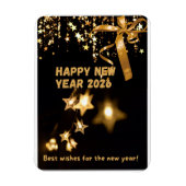 Happy New Year 2026 Gold Star Greeting Card マグネット (縦)