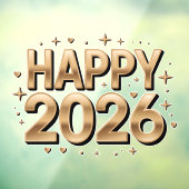 Happy New Year 2026 Gold Typography ウィンドウサイン (シート3)