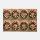 happy new year 2026 golden wreath door mat ドアマット (正面)