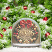 happy new year 2026 golden wreath snow globe (クリスマス)