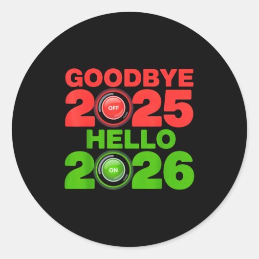 Happy New Year 2026 Goodbye 2025 Hello 2026 ラウンドシール (正面)