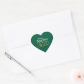 Happy New Year 2026 Heart Sticker Elegant Green ハートシール (封筒)