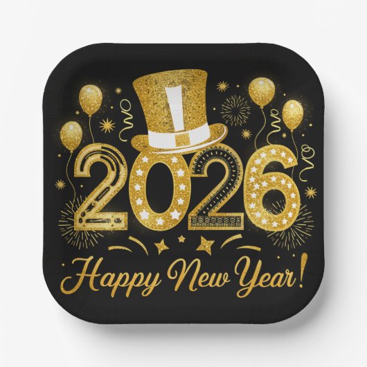 Happy New Year 2026 Holiday  ペーパープレート (正面)