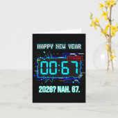 Happy New Year 2026 Humor Clock 6 7 System Error F カード (黄色い花)