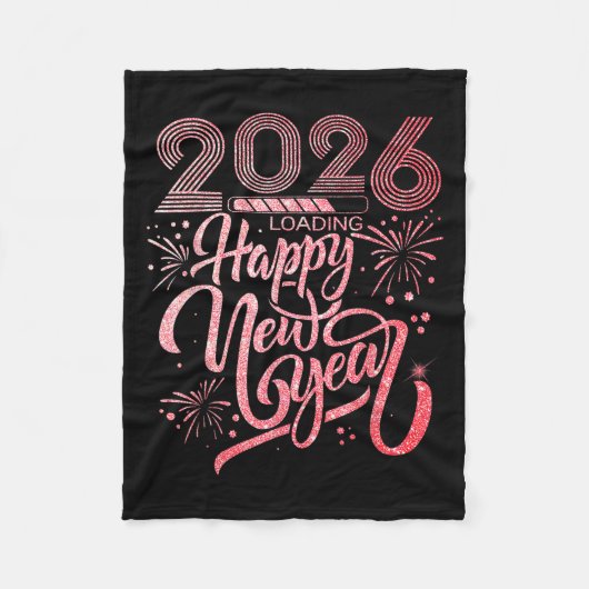 Happy New Year 2026 Loading Fireworksパーティー フリースブランケット (正面)
