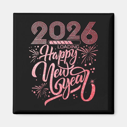 Happy New Year 2026 Loading Fireworksパーティー マグネット (正面)