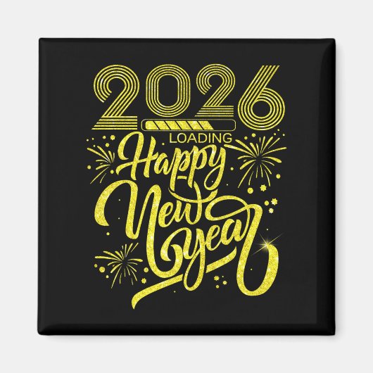 Happy New Year 2026 Loading Fireworks Party Premiu マグネット (正面)