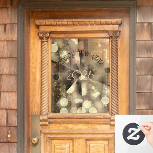 Happy new year 2026 modern gold bubbles ウィンドウサイン (ホームデコレーション)