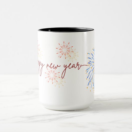 Happy New Year 2026 Mug – Fireworks & Celebration マグカップ (中央)